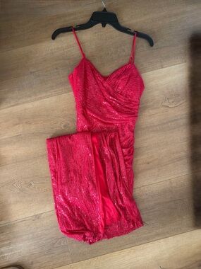 Jules and Cleo Pink Sequin Spaghetti-Strap Prom Gown